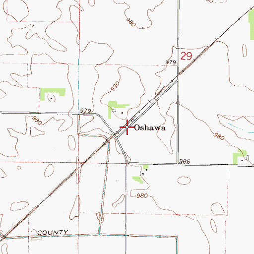 Topographic Map of Oshawa Post Office (historical), MN