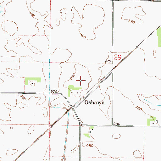 Topographic Map of Oshawa (historical), MN