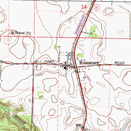 Topographic Map of Klossner (historical), MN
