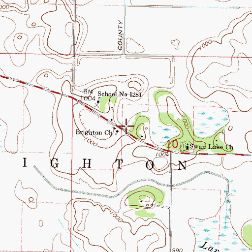 Topographic Map of Brighton Post Office (historical), MN