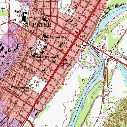Topographic Map of Nicollet County Courthouse, MN