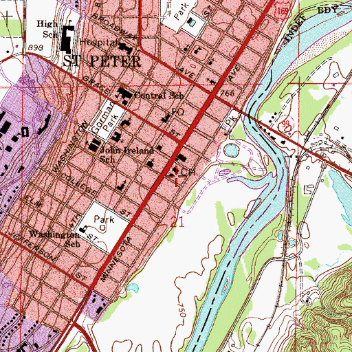 Topographic Map of Nicollet County Sheriff's Office, MN