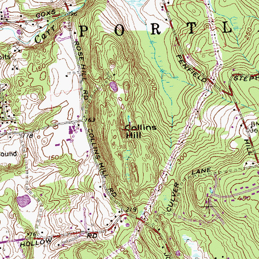 Topographic Map of Collins Hill, CT