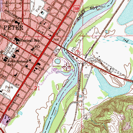 Topographic Map of Riverside Park Campgrounds, MN