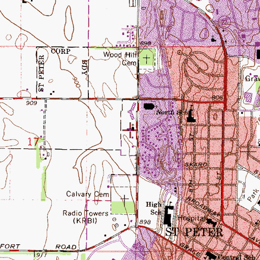 Topographic Map of Sunrise Assembly of God Church, MN
