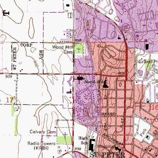 Topographic Map of First Lutheran Church, MN