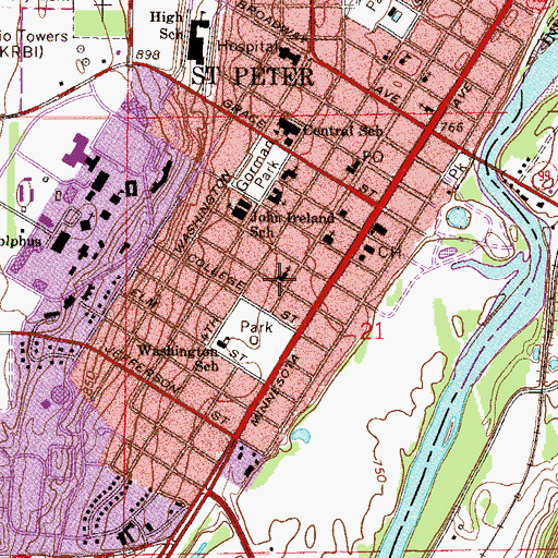Topographic Map of Union Presbyterian Church, MN