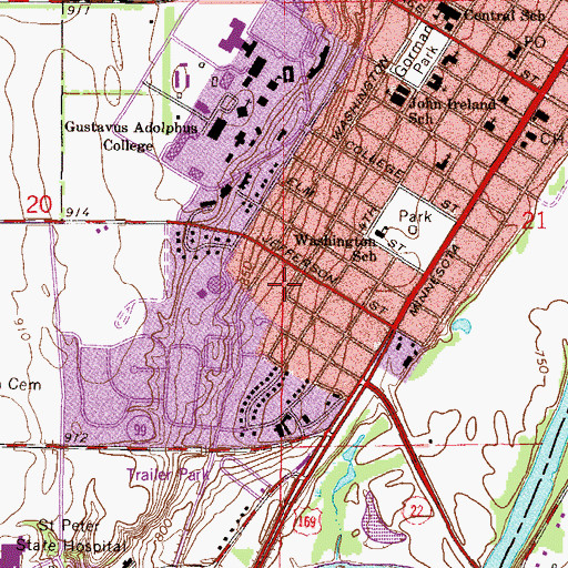 Topographic Map of Calvary Baptist Church, MN