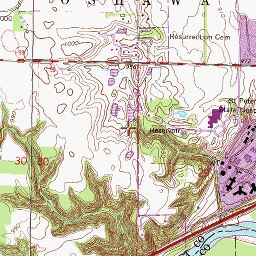 Topographic Map of Glueck Park, MN