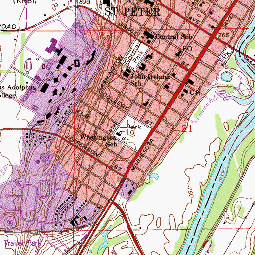 Topographic Map of Minnesota Square Park, MN