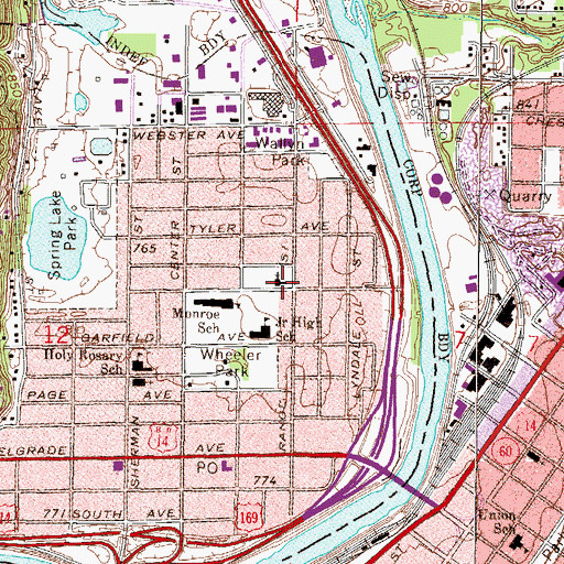 Topographic Map of Saint Paul's Evangelical Lutheran Church, MN