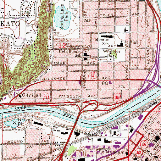 Topographic Map of Belgrade Avenue United Methodist Church, MN