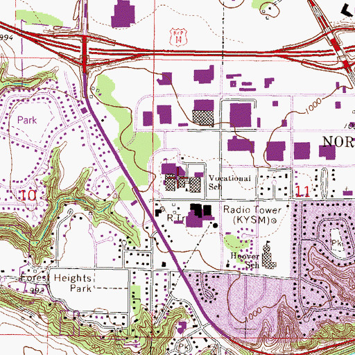 Topographic Map of Nortth Mankato Campus Library, MN