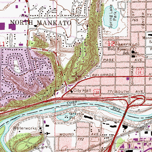 Topographic Map of Riverbend Estates, MN