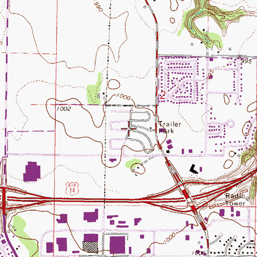 Topographic Map of Camelot Park, MN