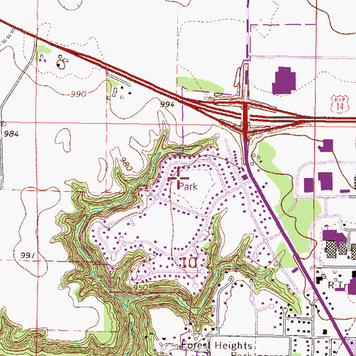 Topographic Map of North Ridge Park, MN