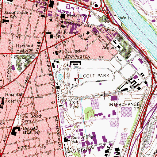 Topographic Map of Colt Park, CT