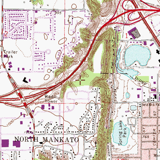 Topographic Map of Bluff Park, MN