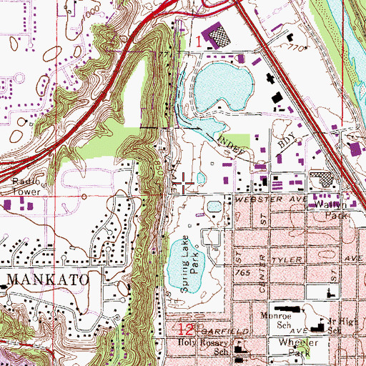 Topographic Map of Webster Fields, MN
