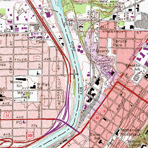 Topographic Map of Riverview Park, MN