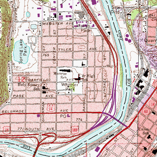 Topographic Map of Garfield School, MN