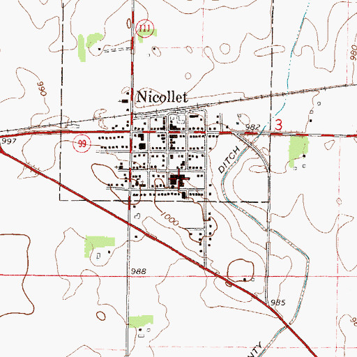 Topographic Map of Nicollet High School, MN