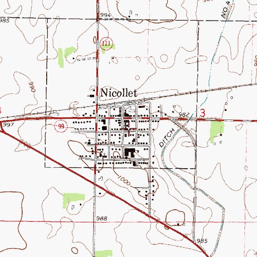 Topographic Map of Nicollet Post Office, MN