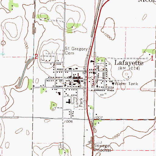 Topographic Map of Lafayette Post Office, MN