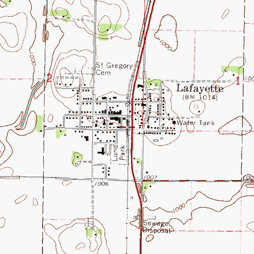 Topographic Map of Layfayette (historical), MN