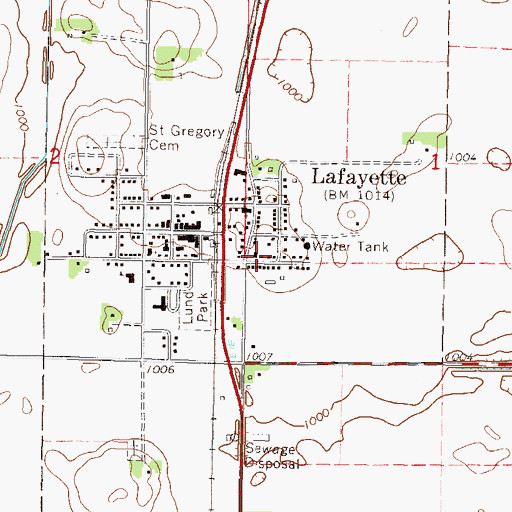 Topographic Map of First Lutheran Church, MN