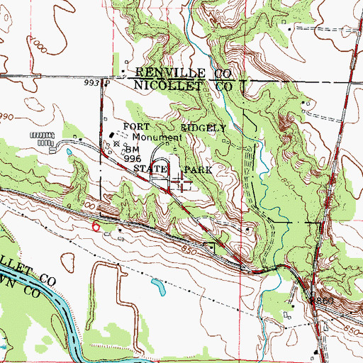 Topographic Map of Fort Ridgely State Cemetery, MN