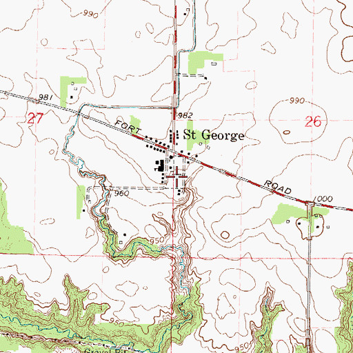 Topographic Map of Saint George Catholic Cemetery, MN