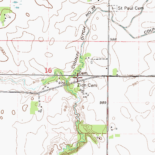 Topographic Map of Zion Cemetery, MN