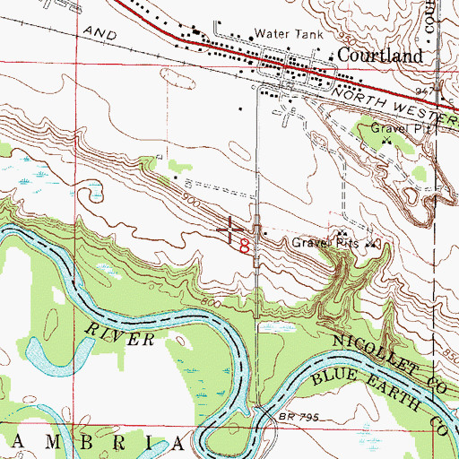 Topographic Map of Fechner Farm Cemetery, MN