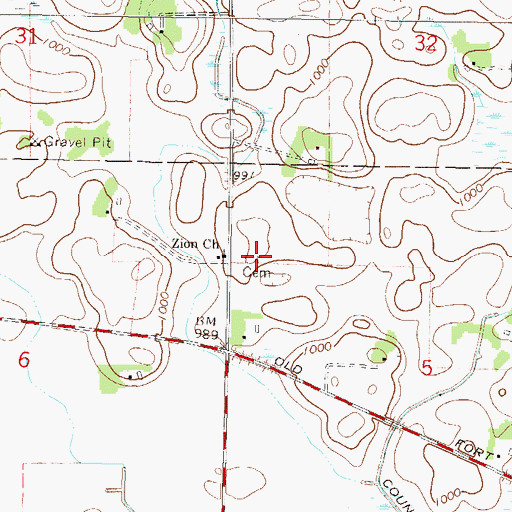 Topographic Map of Zion Evangelical Lutheran Church, MN