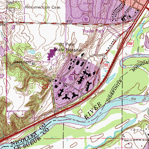 Topographic Map of First Minnesota Hospital for Insane Historical Marker, MN