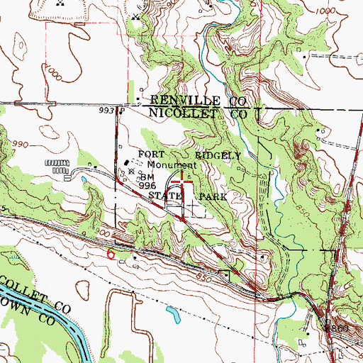 Topographic Map of Water and Ice Shape the Landscape Historical Marker, MN