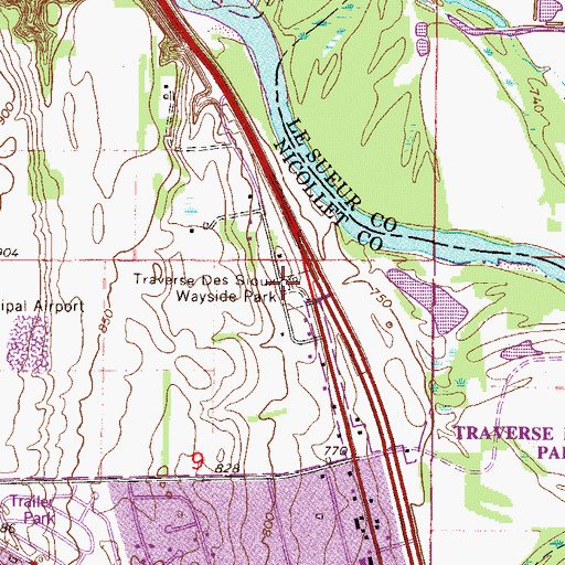 Topographic Map of Old French Cemetery Historical Marker, MN