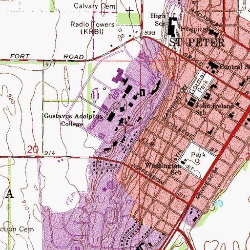 Topographic Map of Central Heating Plant, MN