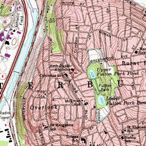 Topographic Map of F J Kingsbury School, CT