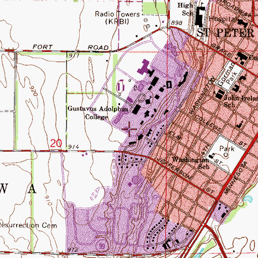 Topographic Map of Fine Arts Center, MN