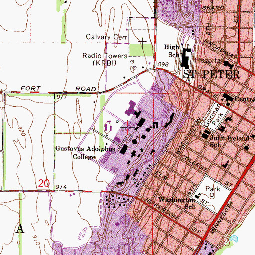 Topographic Map of Folke Bernadotte Memorial Library, MN