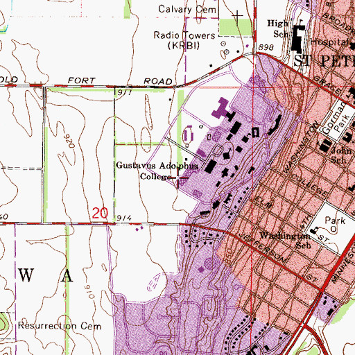 Topographic Map of Harold and Ruth Schaefer Fine Arts Center, MN