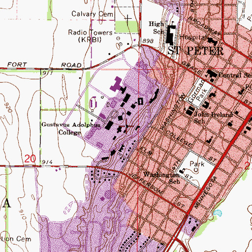 Topographic Map of Johnson Hall, MN