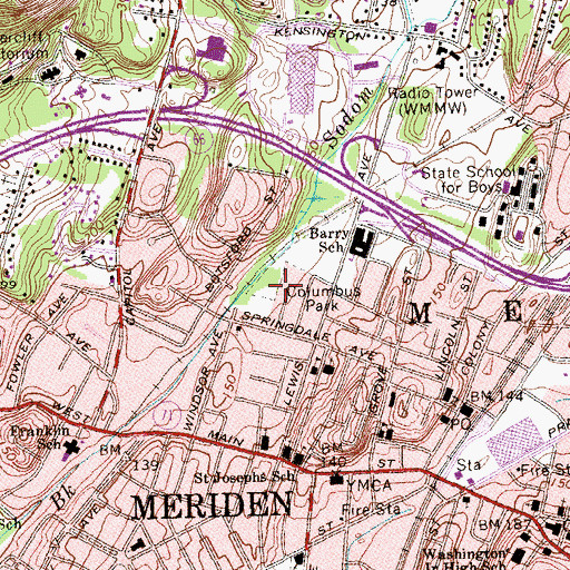 Topographic Map of Columbus Park, CT
