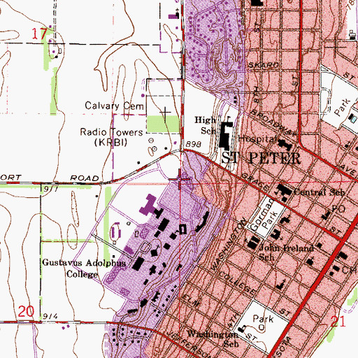 Topographic Map of Norelius Hall, MN