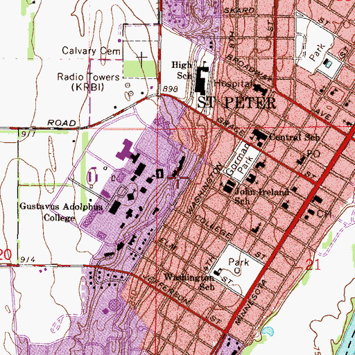 Topographic Map of North Hall, MN