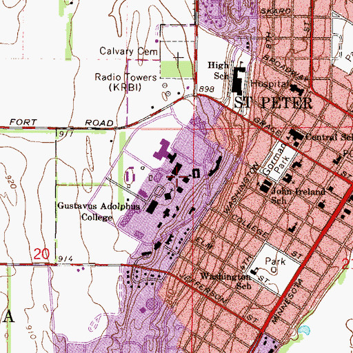 Topographic Map of O J Johnson Student Union, MN