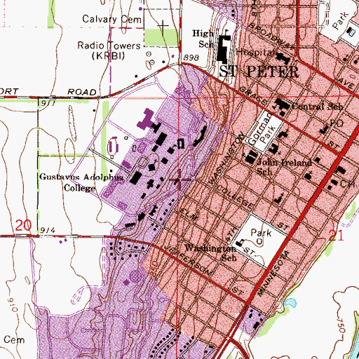 Topographic Map of Rundstrom Hall, MN