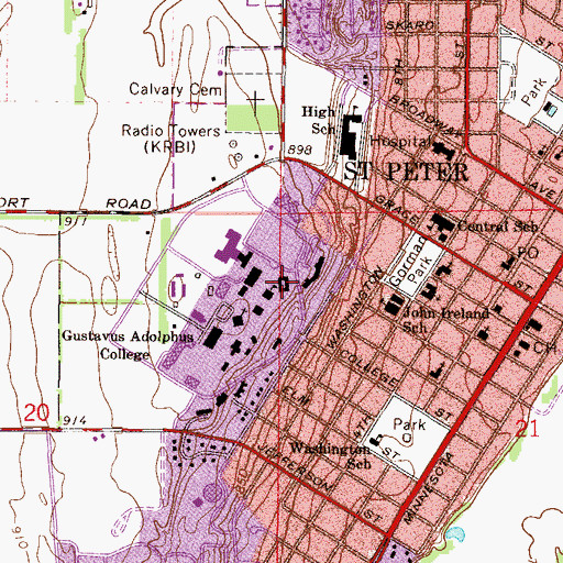 Topographic Map of Uhler Hall, MN